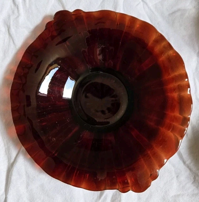 Royal Ruby Old Café Vintage 8.75" Round Tray Handled Plate 1936-1940 AH - Image 2 of 4