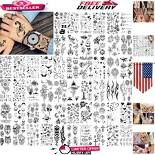 Realistic Temporary Tattoo Pack - 52 Waterproof Designs with Crowns & Letters