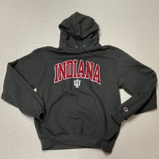 Indiana University Hoodie Champion Gray Pullover Sweatshirt M