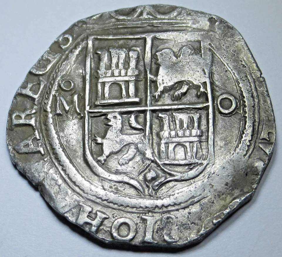 1554-56 Charles & Joanna Mexico 2 Reales 1500's Genuine Colonial Pirate Cob Coin - Image 2 of 2