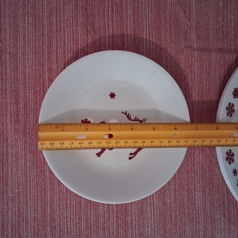 Corelle Holiday "RUDOLPH" 2 Dinner & 4 Appetizer Plates RED REINDEER & SNOWFLAKE - Image 4 of 4