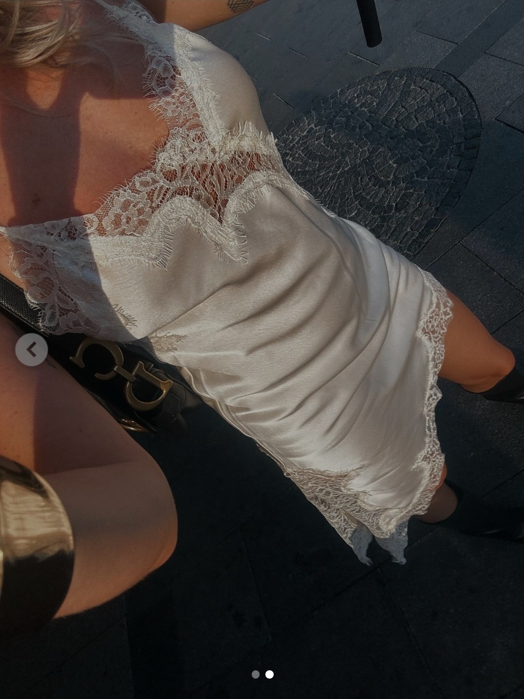 ZARA  SIZE M STRAPPY  ASYMMETRIC SATIN LACE CAMISOLE DRESS WHITE  5919/200 thumbnail 2