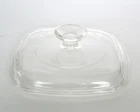 Vintage CorningWare: A-7-C Replacement–Square Clear Glass Lid–Large Knob euc