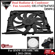 New Dual Radiator&Condenser Cooling Fan Assembly for 11-16 BMW 535I 17427647652