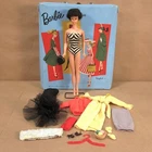 1960's Barbie Doll Bubble Cut Black Hair w/ Accessories & Case