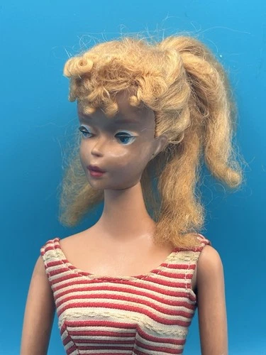 Vintage 1960 #4 Ponytail Barbie Blonde Mattel Japan w/ Tagged Mattel Dress