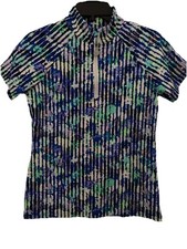 Tzu Tzu Golf Pickleball Top 1/4 Zip Blue Abstract Stretch M Made In USA