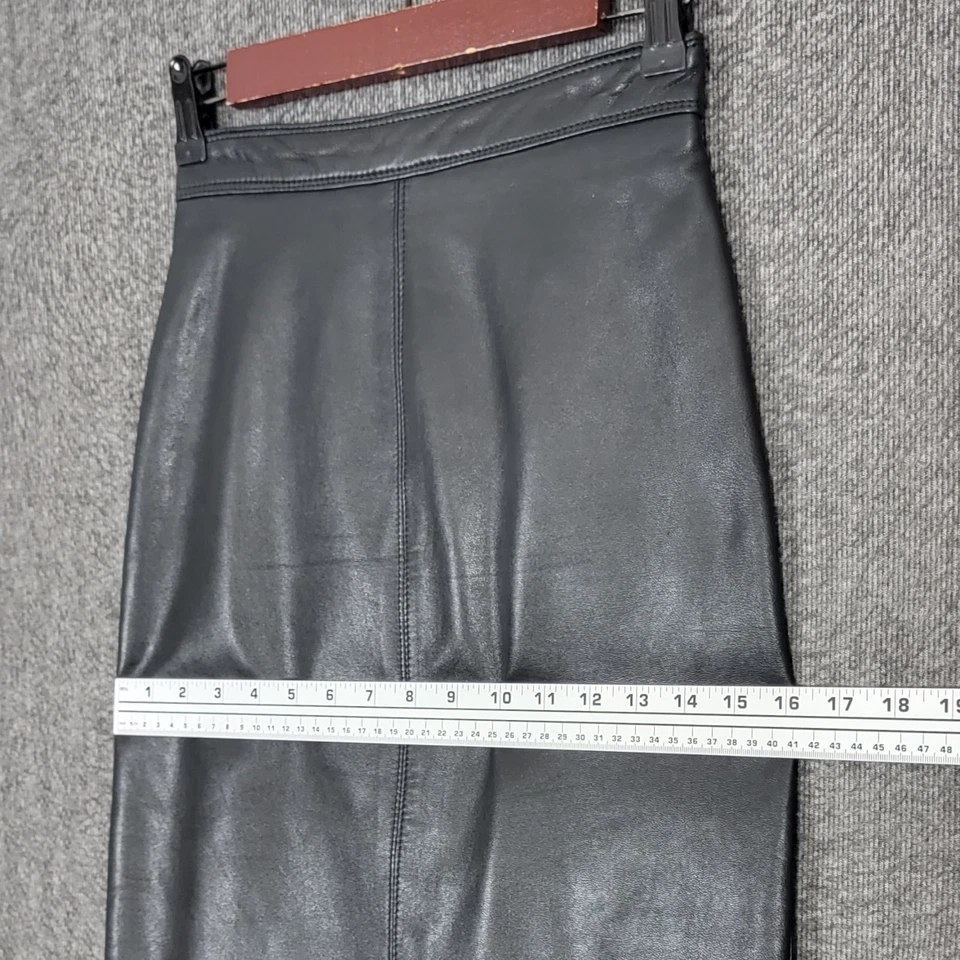 Falda vintage Lillie Rubin para mujer 4 cuero negro forrada a lápiz midi Foto 4 de 4