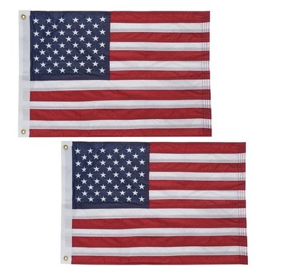 2 Pack 12x18 Inches Yacht Boat Garden US USA American Flag Embroidered 2ply