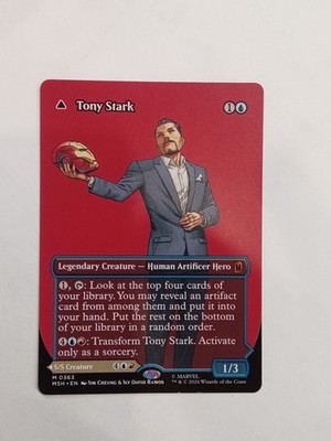 Tony Stark (Borderless) Double Sided Marvel Super Heroes MTG Magic The Gathering