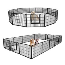 Heavy Duty Metal Dog Playpen 24 Inch 16 Panels with Doors Foldable
