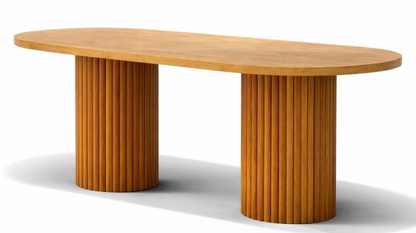 Brauner Esstisch Aus Holz Moderner Ovaler Tisch EsszimmermöBel-image