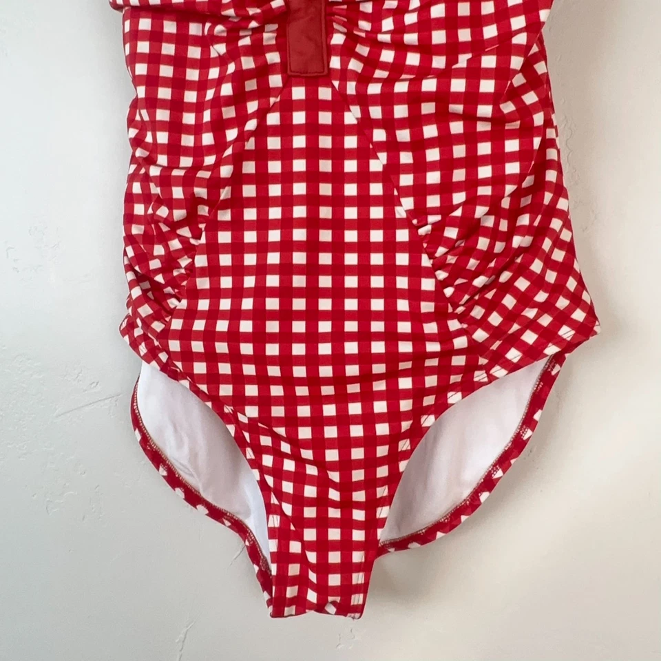 Traje de baño Lime Ricki para mujer L de una pieza estampado de guinga frente acanalado retro vacaciones Foto 3 de 4