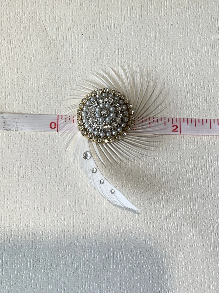 Pinzas para zapatos Art Deco con diamantes de imitación de plumas hechas con cristales de Swarovski Foto 3 de 4