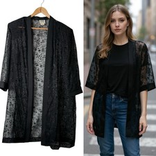 VTG Velvet Burnout Duster Kimono Jacket Sz 16...