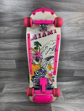 VINTAGE 1980S MIAMI MICE PINK AND WHITE SKATEBOARD RARE