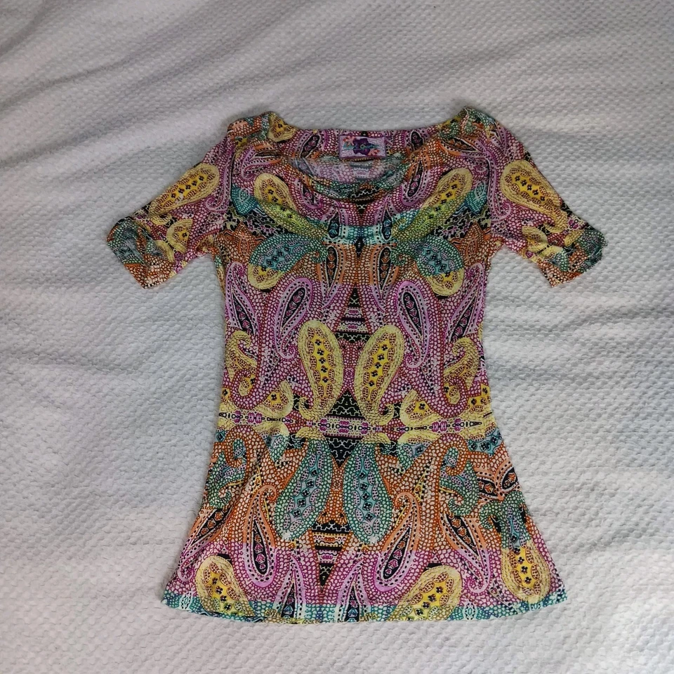 Robert Graham Pullover Cowl Neck Fitted Women's Colorful Casual Paisley Blouse - Image 2 of 4