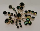 VTG  Green Prong Set Rhinestones Flair Brooch Pin  Costume Jewelry Australian