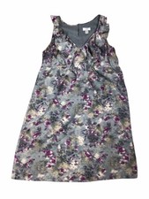 Ann Taylor Loft Dress 12 Ruffle V-Neck Sleeveless Gray Purple
