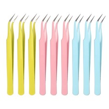 9Pcs Curved Pointed Craft Tweezers Stainless Steel Precision Tweezer, 3 Colors