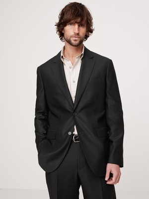 BANANA REPUBLIC Signature Italian Hopsack Suit Jacket 40 L | Black
