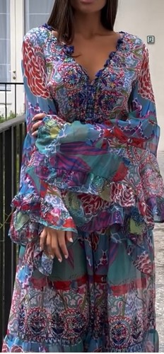 Antica Sartoria 2024 Aqua BUNTES langes Kleid wunderschön Einheitsgröße - Bild 5 von 6