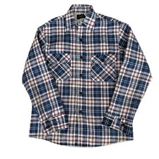 Vintage Sears USA Flannel Men's Medium 1970  s Blue Plaid Quilted Lined Shacket