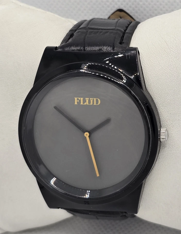 Reloj Hombre Flud Minimalista Redondo Esfera Negra Estuche Cuarzo Negro Correa Cuero 04 Foto 2 de 4