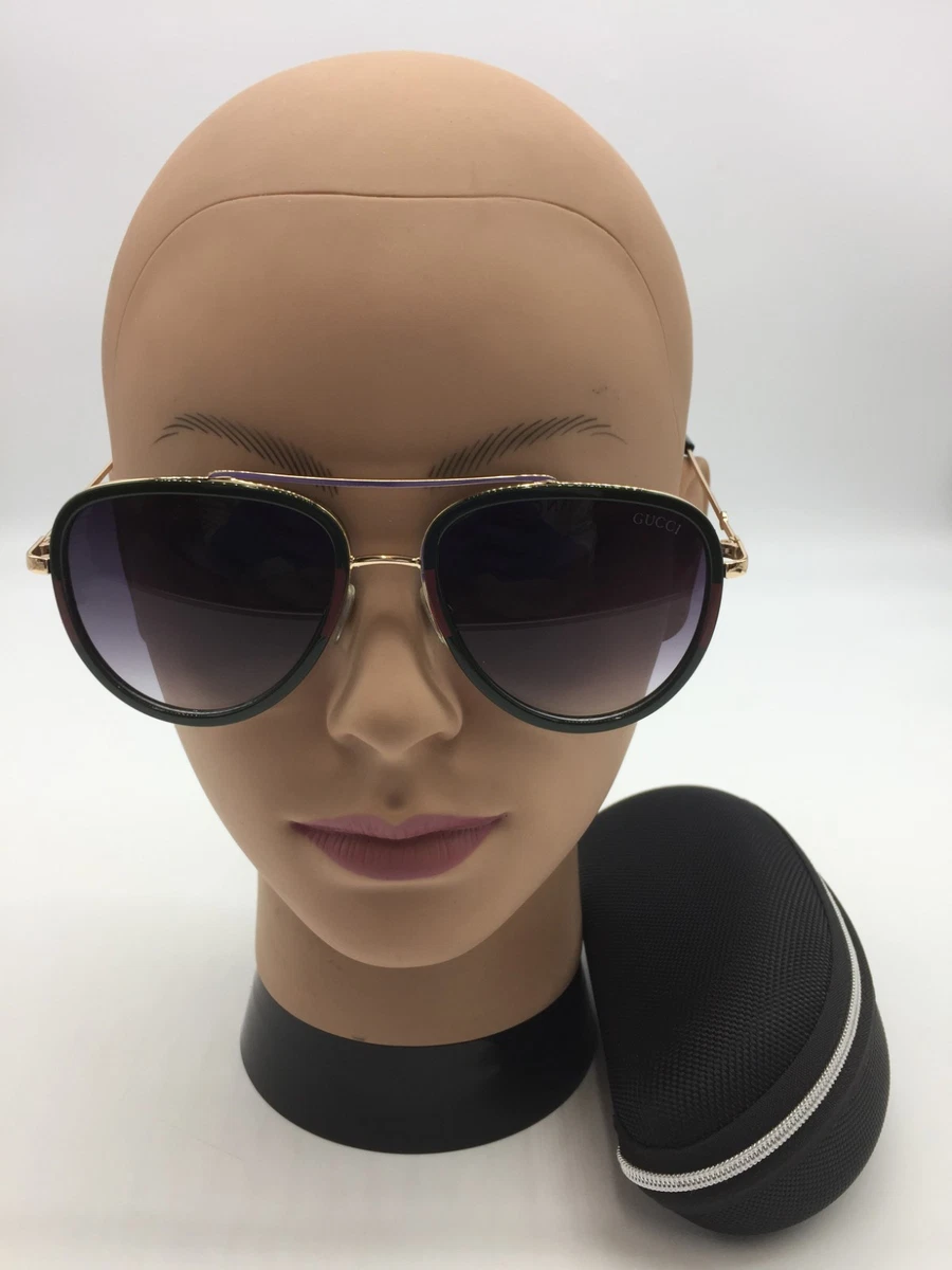 NWOT AUTH Gucci Gold Frame Aviator Large Sunglasses Original Velvet Case  Wipe Gucci Aviator Gold Sunglasses for Women for sale | eBay main image 2