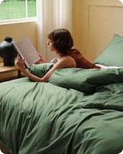 Cooling Duvet Cover Queen 90" x 90" 05 - Cooling Olive Green No Comforter 