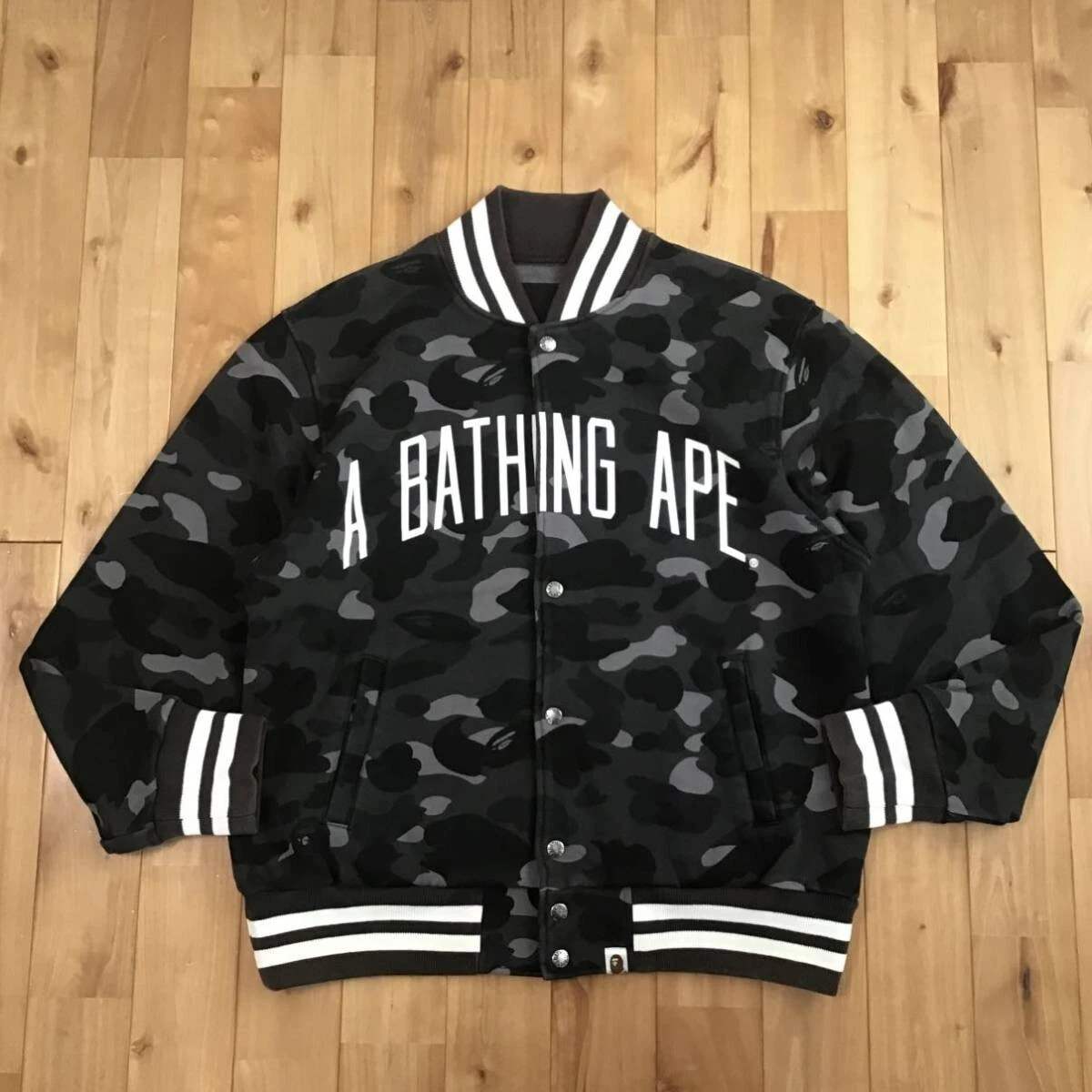 Bape camo hotsell varsity jacket