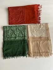 Indian Wedding Dupatta Sequins Scarf Beaded Fringes Veil Stole Hijab