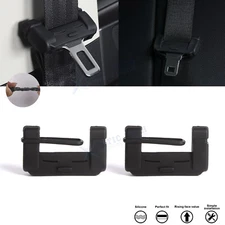 Universal Car Black Soft Silicone Seat Belt Buckle Clip Covers Protector Trims