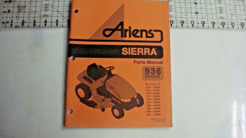 ARIENS SIERRA 936 MOWER OWNER PARTS MANUAL COLLECTOR VINTAGE OEM 036502A