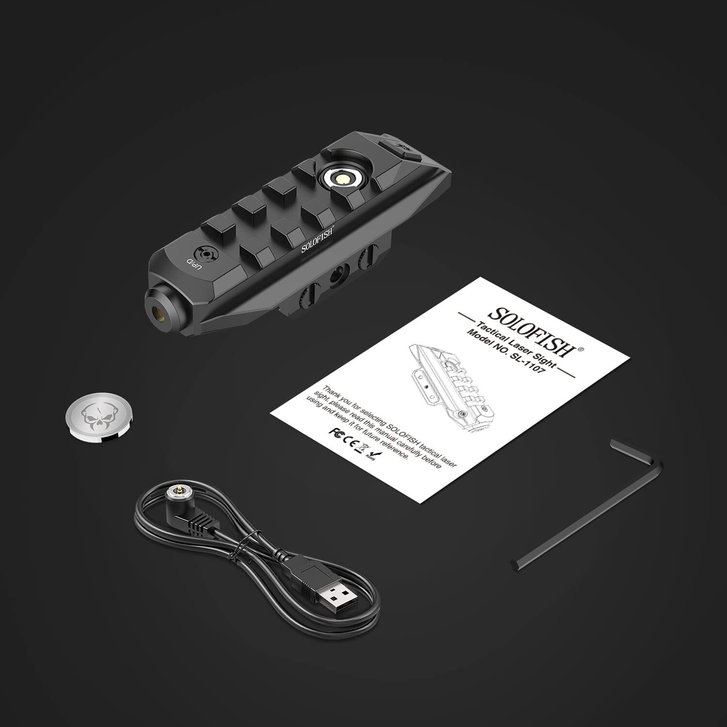 SOLOFISH Green Laser Sight Magnetic Rechargeable Low Profile Dual Picatinny Rail