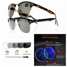 Multifocal Progressive Photochromic Men Horned Rim Presbyopic Reading Glasses
