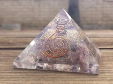 LARGE (60-65mm) PURPLE FLUORITE ORGONE GEMSTONE PYRAMID LARGE PYRAMID ORGONITE