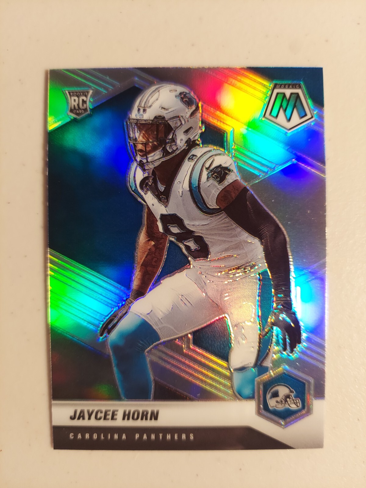 2021 Mosaic Jaycee Horn Variation #343-V Silver Holo Prizm Panthers RC Rookie