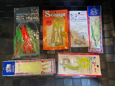 Wally Whale Squid/Worm  (lot of 6) Penguin Squid, Scampi Jig, Fishing Lures