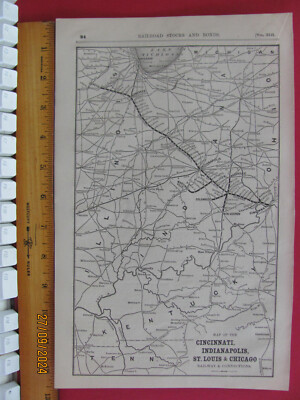 ANTIKE 1886 J LAKE ERIE & WESTERN EISENBAHN SYSTEMKARTE