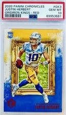 2020 Panini Chronicles Justin Herbert RC Gridiron Kings Red #/199 PSA 10 💎POP 4