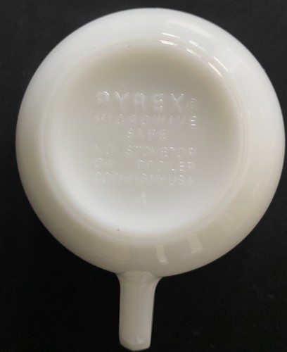 Vintage Pyrex White Opal Milk Glass Coffee Mug C Handle Tea Cup Mid Century USA - Picture 3 of 12