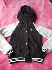 Justice Girls Hooded Coat Jacket Sequins Black Size 14
