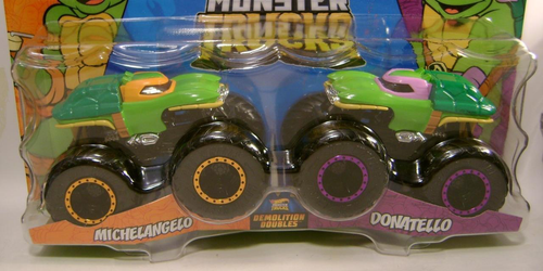 MICHELANGELO VS DONATELLO TURTLES 2 PACK MONSTER TRUCKS HOT WHEELS DIECAST 2023 - Picture 2 of 2