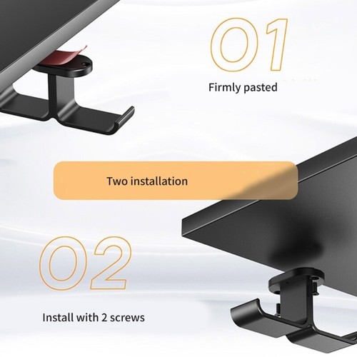 Double Hook Hanger Bracket Space Efficient Under Desk Mount Rack Holder Stand - Photo 4/8