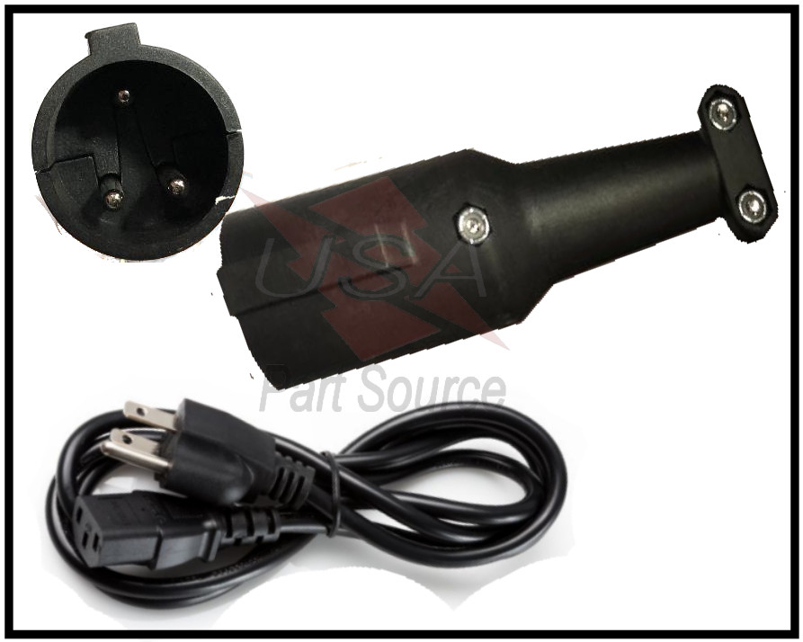 48V 5 Amp Battery Charger for Golf Carts Snap Head 3 Pin Plug fits Club Car EZGO