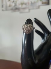 Beautiful Sterling Silver 925 Heart Shaped Ring With Clear Stones Sz 6