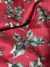Holiday Christmas Tablecloth 60" x 84" Holly Red Berries Stain Resistant NEW