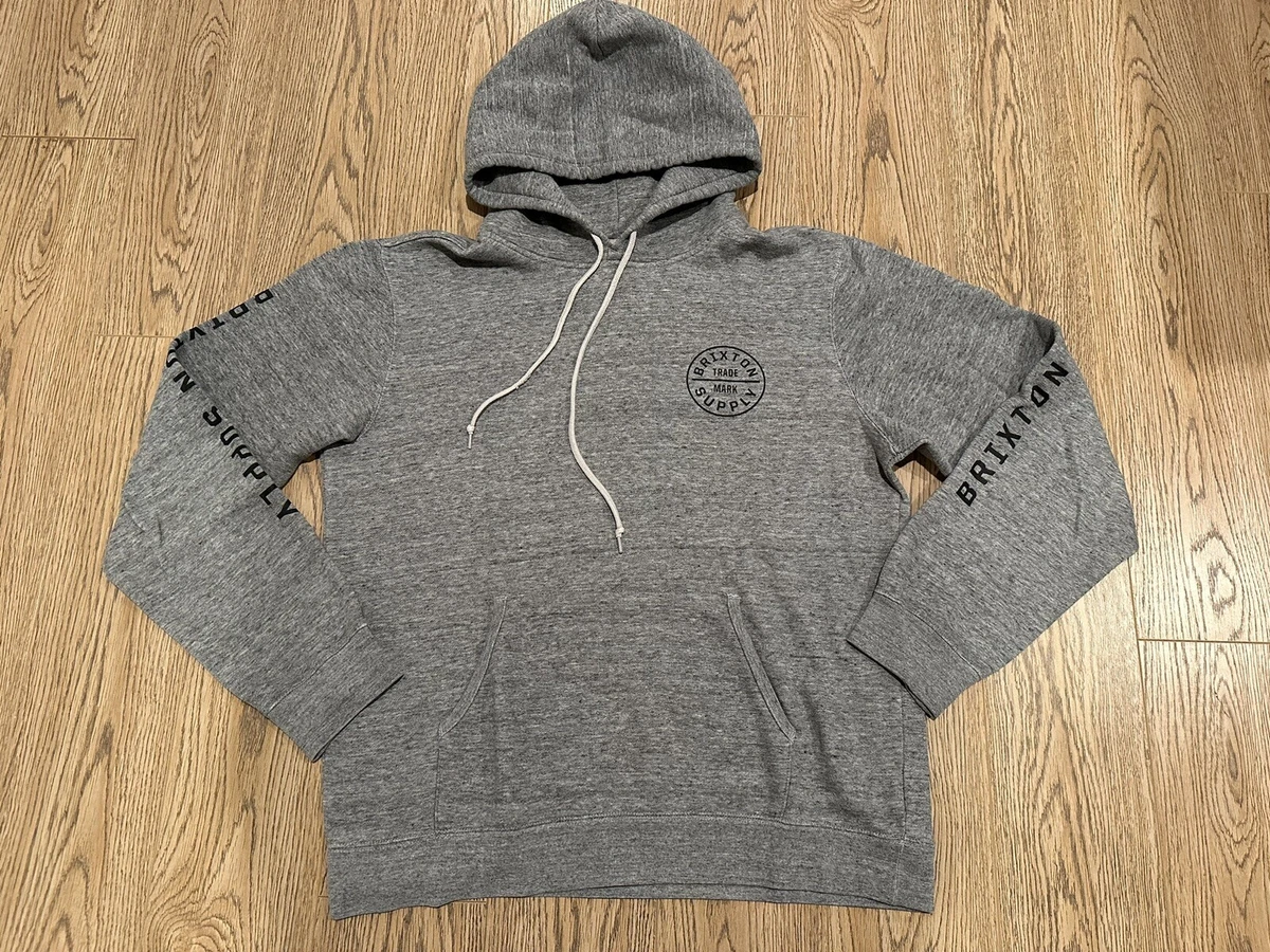 GUC Men s Brixton Supply Graphic Hoodie Heather Gray Black Medium M Surf Skate