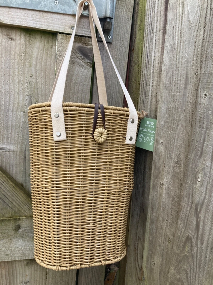 NEW 2X TESCO OUTDOOR POLY RATTAN DRINKS HAMPER HANDLES BOTTLE
